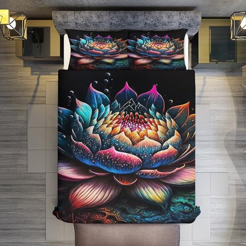 Housse de couette lotus 220x240cm avec taies d'oreiller