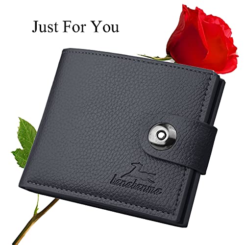 Image of Slim Wallet for Men with Coin Purse, Minimalist Wallet with Zipper, Bifold Mens Wallets with Credit Card Holder, PU Leather Men's Wallet with Money Clip, Carteras Para Hombres (BUCKLE BLACK)