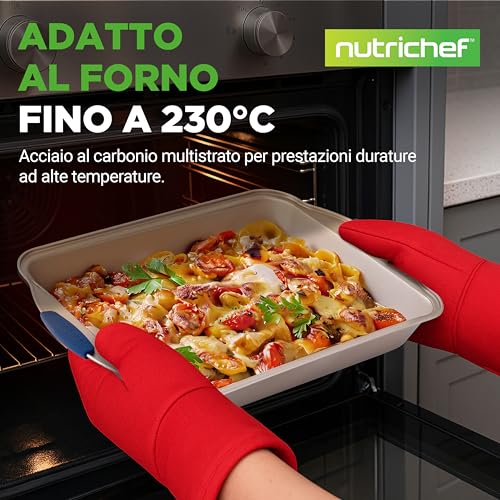 NutriChef Set 10 Pezzi Teglie Forno Antiaderenti in Acciaio al Carbonio con Manici in Silicone, Teglie da Forno per Pizza, Pane, Dolci, Torta, Biscotti, Stampo Muffin e Stampo Plumcake - immagine 3