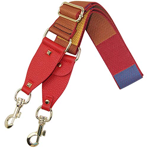 Image of Duwi Wide Purse Strap Multicolor Striped Guitar Style Strap Adjustable Canvas Crossbody Bag Strap