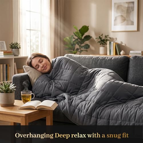 Image of Weighted Blanket 15-pounds 48 x 72 - Adults Cooling Heavy Twin Size Blankets for All-Seasons Sleeping, Soft & Breathable with Premium Glass Beads, Machine Washable