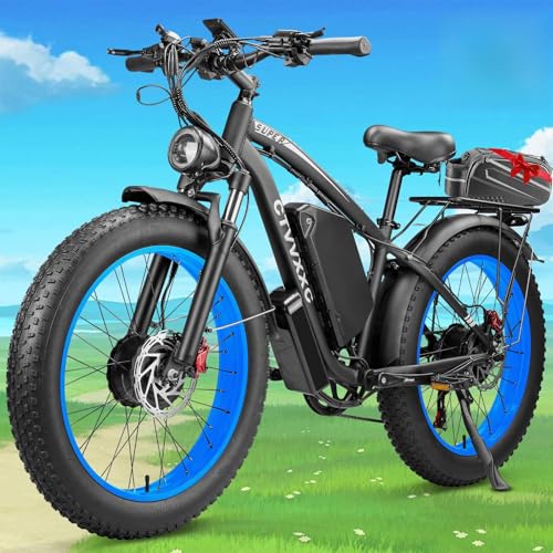 CTVVXXC 9000W Dual Motor Ebike for Adults Men 45MPH - Fast Electric Bike with 52V 34Ah Battery Up to 100 Miles,Lockable Suspension 24' Fat Tire Electric Bicycle for Off-Road Mountain Snow Commuter