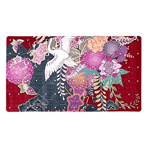 Alfombrilla de bañera antideslizante de PVC rectangular con diseño floral vintage 2