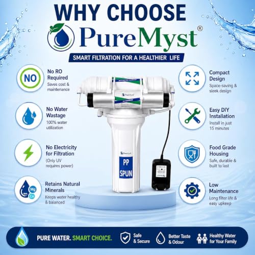 Image of 3 Stage Gravity Base Filter Without RO For Municipal Water With Active Carbon & UV Water Purifier