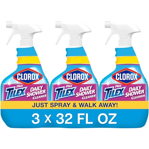 Clorox Plus Tilex Daily Shower Cleaner, 32 Fluid Ounce Spray Bottle, Pack of 3