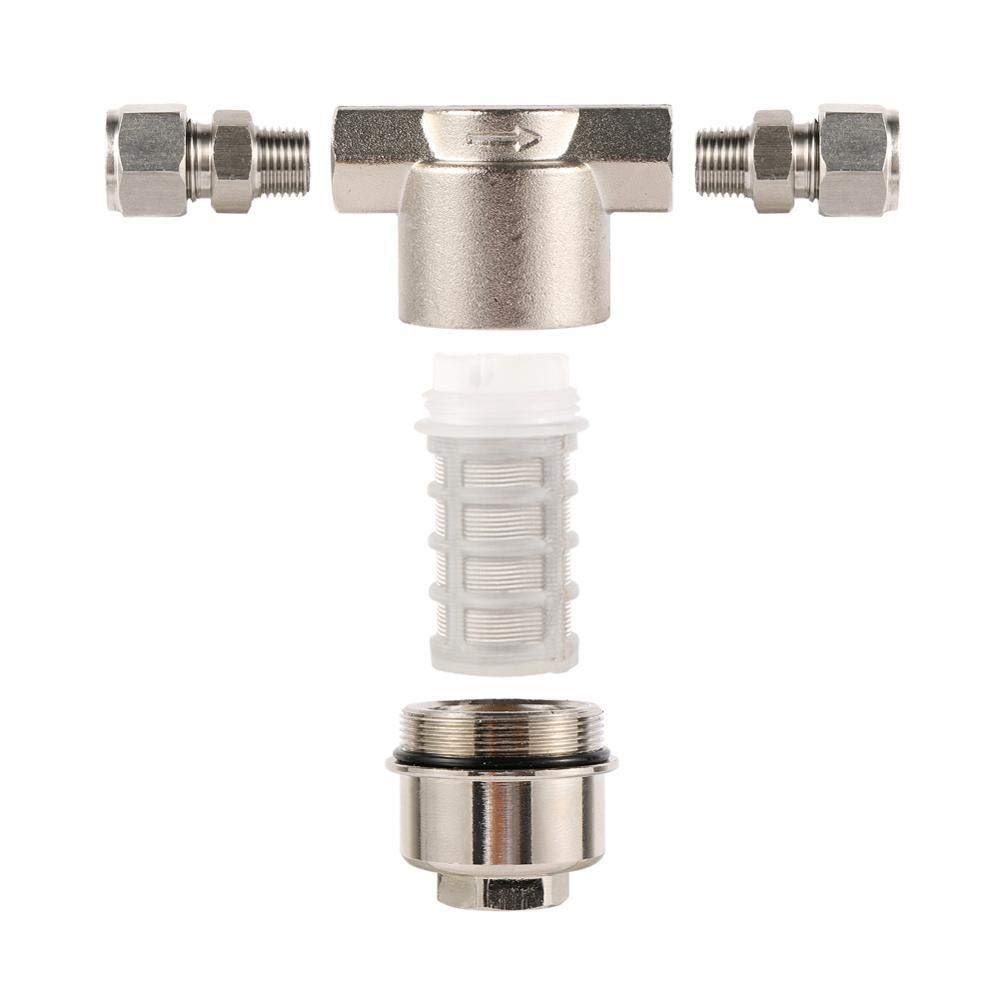 Adaptador de Conector de Manguera Rosca de 1/4" de Nebulización de Alta Presión Filtro Deua Tubería de 3/8" Interfaz de Bloqueo Antideslizante Bomba de Riego Filtro de Metal/Oro