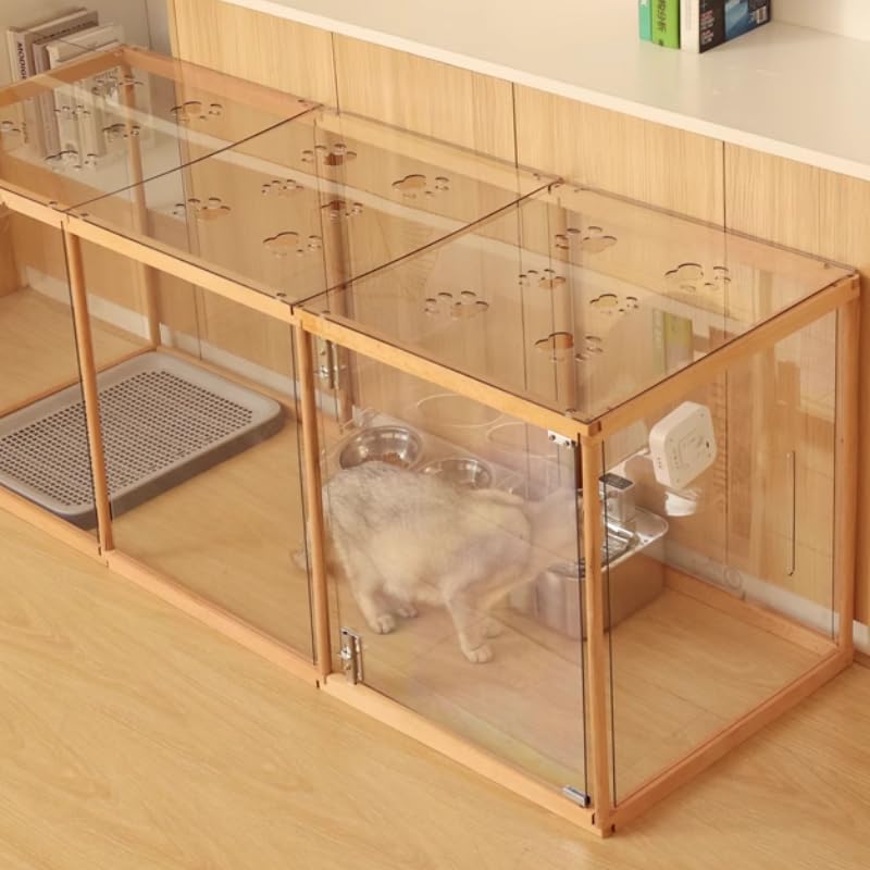 Clear Acrylic Plastic Dog Playpen Indoor,for Puppy Cat Rabbit Ferret Transparent Pet Pen,Easy Assemble Whelping Crate Kennel Cage Enclosure for Small & Medium Dogs.