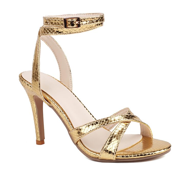 Women Ankle Strap Sandals Glossy Patent Stiletto High Heels
