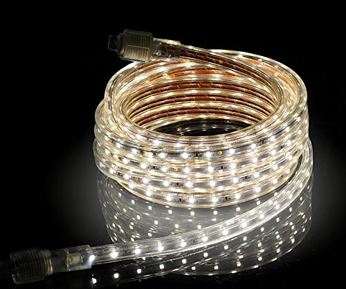 Image of CBConcept UL Listed, 13 Feet, 1400 Lumen, 4000K Soft White, Dimmable, 110-120V AC Flexible Flat LED Strip Rope Light, 240 Units 3528 SMD LEDs, Indoor Outdoor Use, Accessories Included, Ready to use
