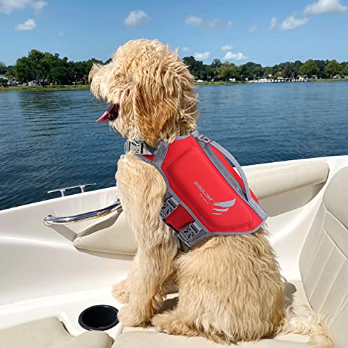 Vivaglory Neoprene Dog Life Vest, Skin-Friendly Life Jacket For Dogs With Superior Buoyancy And Rescue Handle, Red, Small #TOP6
