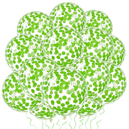 Image of VHUWE Lime Green Confetti Balloons 25 Pcs, 12 Inch Thickened Clear Latex Balloon with Confetti Inside for Birthday Party Baby Shower Graduation Anniversary Engagement Decorations Supplies