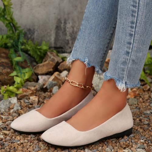 Image of Ladies Moccasins with Soft-Soled Solid Color Versatile Shallow Mouth Breathable for Casual Wear