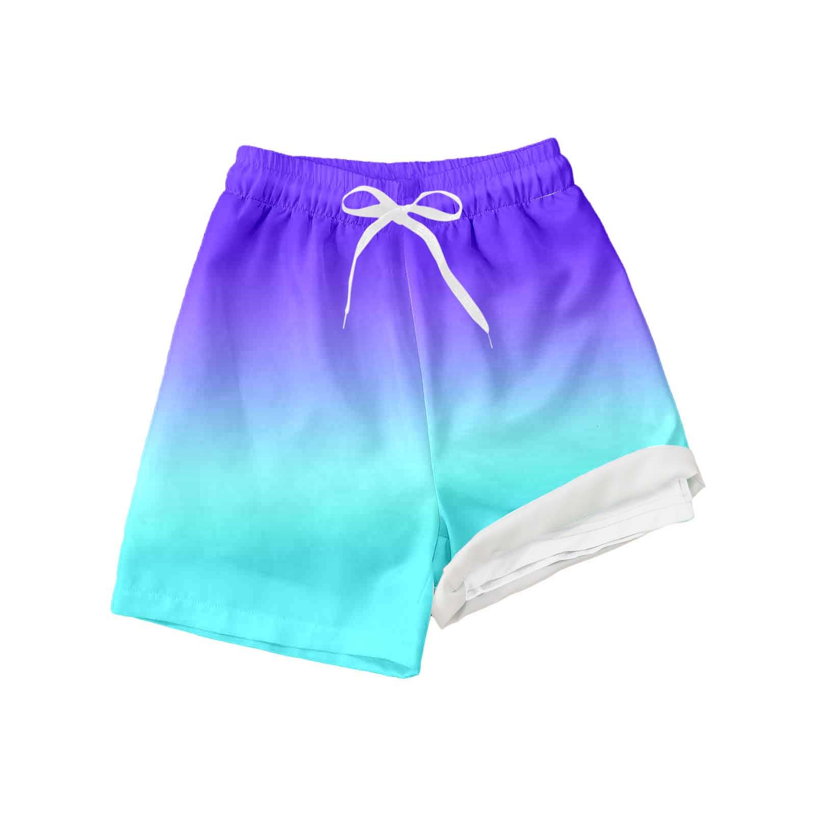 Générique Short de Bain garçon avec Doublure Compressible Douce, Tout-Petit, dégradé de Couleur, 4-Way Stretch, 2-en-1, ado, séchage Rapide, Maillot de Bain, Boxer