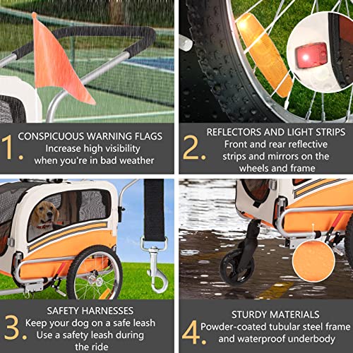 Sepnine Leonpets 3 in 1 pet Dog Bike Trailer Bicycle Trailer with a 12″ Jogger Wheel and a 6″ Stroller Wheel of Orange Color 20303 Sepnine Leonpets 3 in 1 pet Dog Bike Trailer Bicycle Trailer with a 12″ Jogger Wheel and a 6″ Stroller Wheel of Orange Color 20303