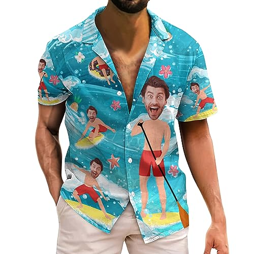 Personalized Hawaiian Shirt with Photo, Custom Hawaiian Shirt with Face, Custom Button Up Shirts for Men4