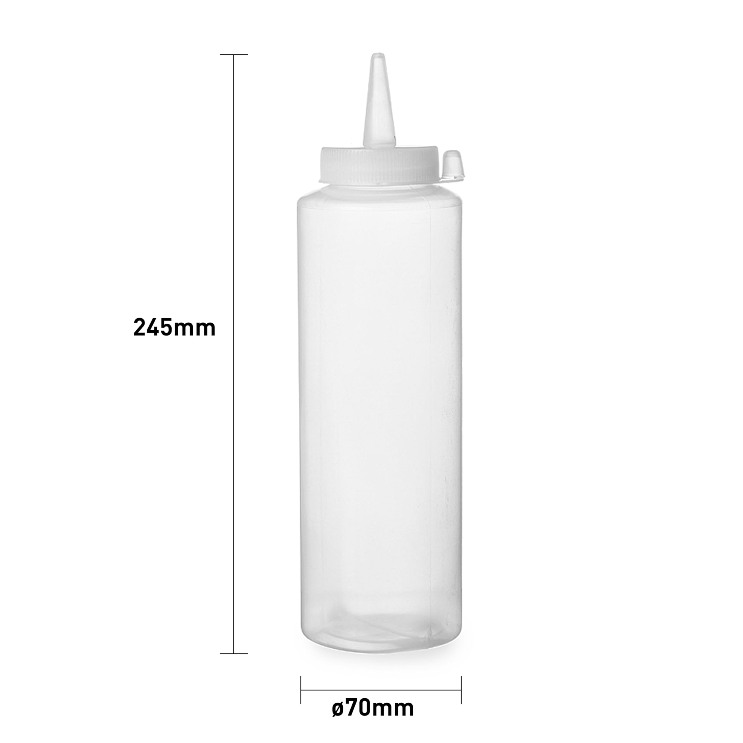 HENDI Spenderflasche, Stückzahl: 1, Easy Squeeze, für Saucen, Squeeze Flasche, Quetschflasche, Dosierflasche, 700ml, ø70x(H)240mm, Polyethylen, Polypropylen Kappe, Transparent (Packung mit 10)