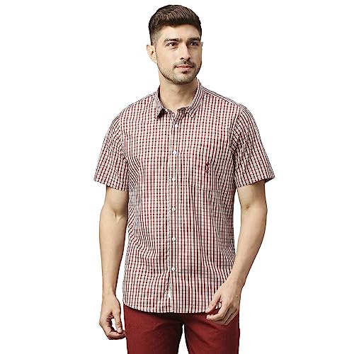 Image of Thomas Scott Mens | Half Sleeve Checkes | Printed | Slim Fit | 100% Cotton | Spread Collar | Shirts