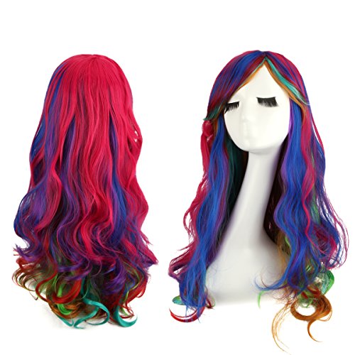 leiwo Wavy Wigs,31.5 inch(80cm) Long Curly Wig with Wig Cap for Cosplay,Halloween Party-Colorful