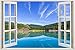 Naklejki ścienne DDSY widok z okna górska plaża 3d naklejka winylowa tablica naścienna dekoracyjny mural wymienny wall art prezent urodzinowy (plakat) 70x100cm