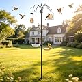 83" Bird Feeding Station Kit with Multiple Hooks, Heavy Duty Metal Bird Feeding Station with Seed Tray & Mesh Basket, Easy Assembly Ground Mounted Bird Feeder Pole for Garden Yard Outdoor
