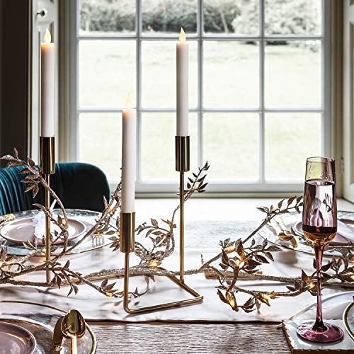 Preisvergleich Produktbild Lights4fun 4er Set warmweiße LED Tafelkerzen Stabkerzen Echtwachs in creme 25cm