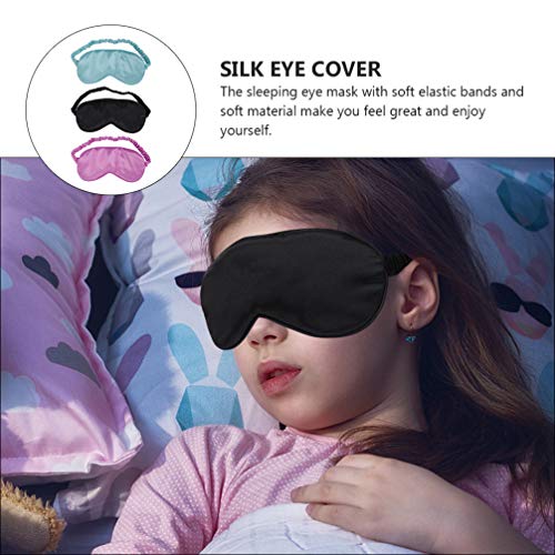 EXCEART 3 Stuks Luxe Zijde Eye Super Smooth Eye Night Eyeshade Blinddoek Voor Slapen Reizen Dutje Zwart Groen Paars - Image 3