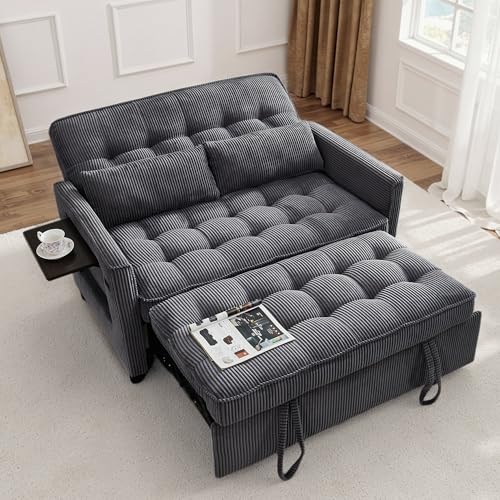 QSQG Sleeper Sofa Bed, 55‘’ Convertible Pull Out Couch with Small...