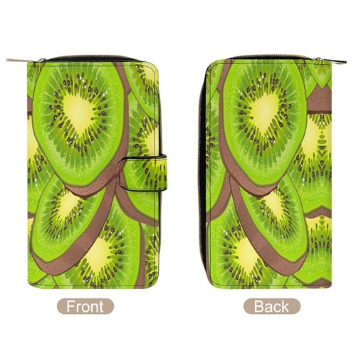 Kiwi Fruits Long Zippered Pouch for Men And Women Large Clutch Cash Wallet with Credit Card Slots3