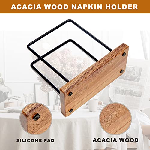 Acacia Wood Napkins Holder With Metal Wire, Standing Napkin Holder For Table, Kitchen & Dining Room Décor #TOP2