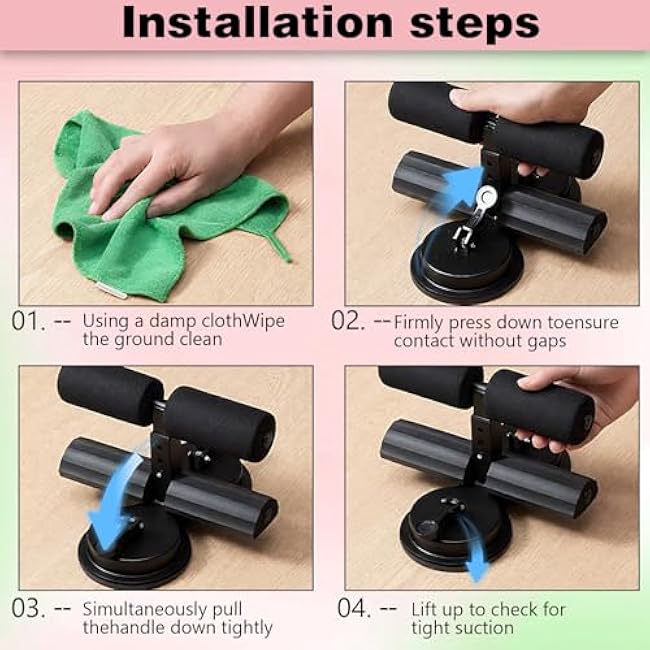 Ab Training Auxiliary Device for Women, Sit Up Machine Foot Holder with bands, Double Suction Cups Trainer Equipment - Strengthen Abs & Waist at Home or Gym with ?a Waist Support Belt