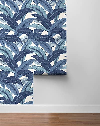Image of Tommy Bahama - Premium Peel and Stick Wallpaper, Designer Tropical Wallpaper for Bedroom, Dorm Room Essentials, Self Adhesive, Vinyl, 30.75 Sq Ft Coverage (Swaying Palms Collection, Azure)