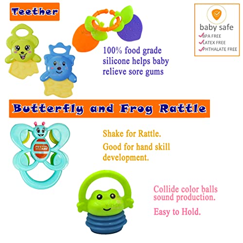 WISHKEY Plastic Colorful Non Toxic BPA Free Shake & Grab Rattles And