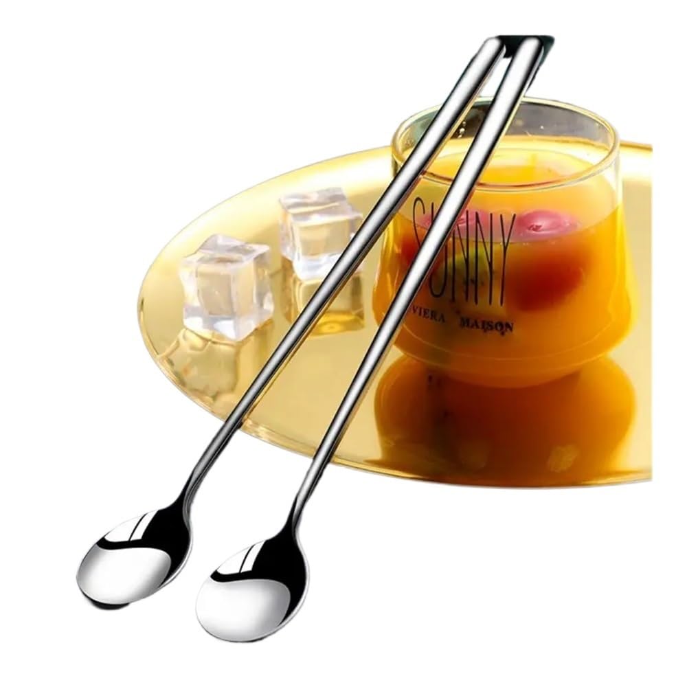 Kaffeelöffel aus Edelstahl mit langem Griff, Eiscreme, Dessert, Tee, Rührlöffel für Picknick, Küche, Esszimmer, Bar, Zubehör (23,5 cm)