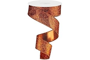 1.5 x 10 Yards Orange Glitter Ribbon