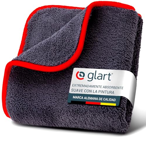 Glart 44TP Toalla de microfibra para coche 40x40 cm - 600 GSM - Toalla de secado para coche y hogar - absorbente, suave, con bordes cosidos - Para pintura, vidrio, plástico - Pulir, secar, limpiar