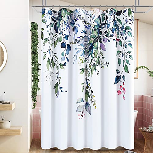 Naturoom Green Eucalyptus Shower Curtains For Bathroom Spring Plant Watercolor Leaf And Floral Shower Curtain Set With Hooks Slub Textured Fabric Water Repellent Bathroom Decor 72X72 #TOP1