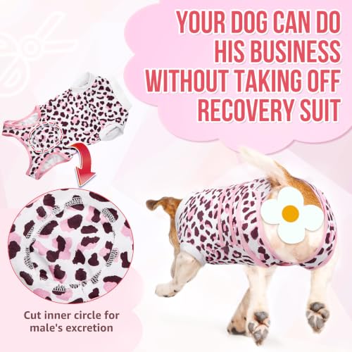 Image of Lukovee Recovery Suit for Dogs, Female Male Spay Neuter Post Surgery Suit | Zipper on Onesie,Soft Breathable, Adjustable Abdominal Wounds Prevent Licking, Cone E-Collar Alternative (Pink Leopard, XL)