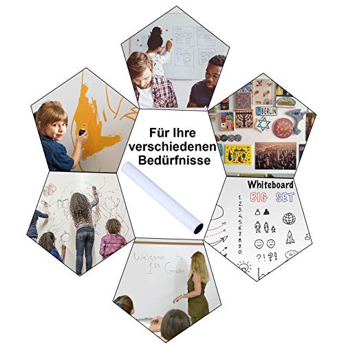 POPRUN 90 x 60cm Lavagna bianca adesiva Magnetica