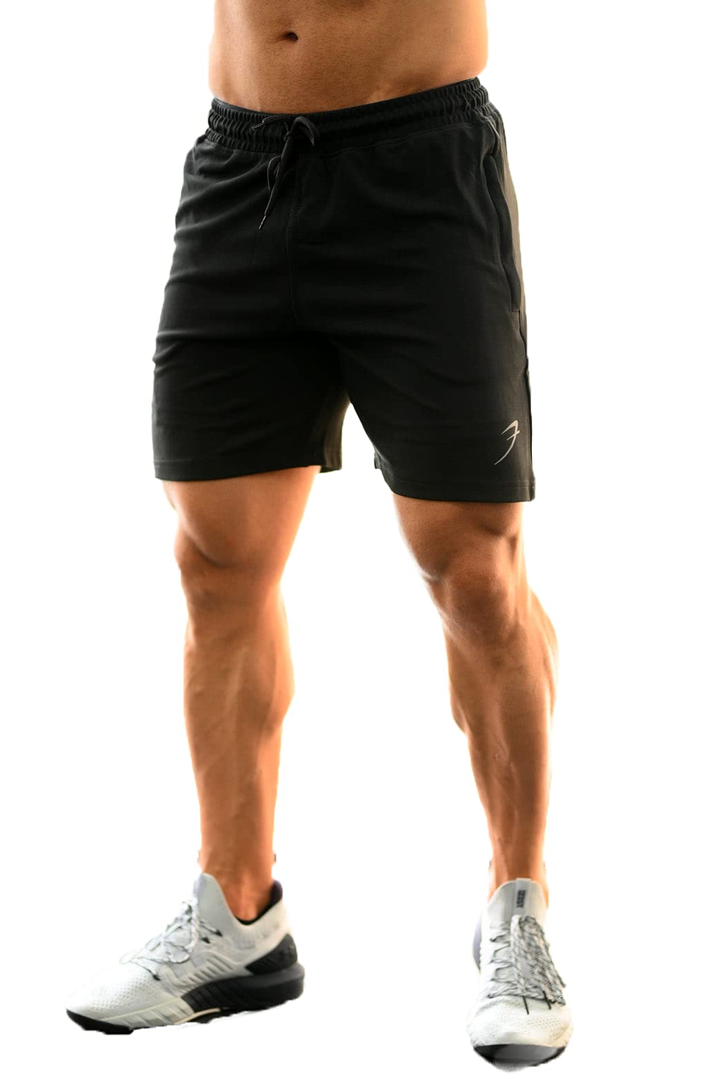 FUAARK Athletic Slim Fit Training and Gym Shorts for Men with Zipper Pockets