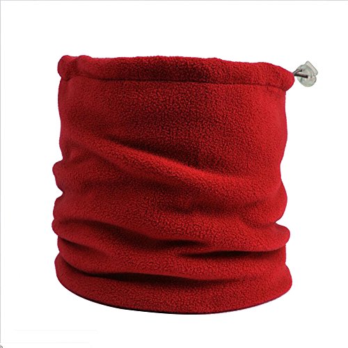 IKuaFly Lana Thermico Snood Neck Warmer Mask Beanie Windstopper - Invierno Bufanda Tubular Cuello para Esqui Moto Ciclismo Snowboard Running Pasamontañas (Rojo)