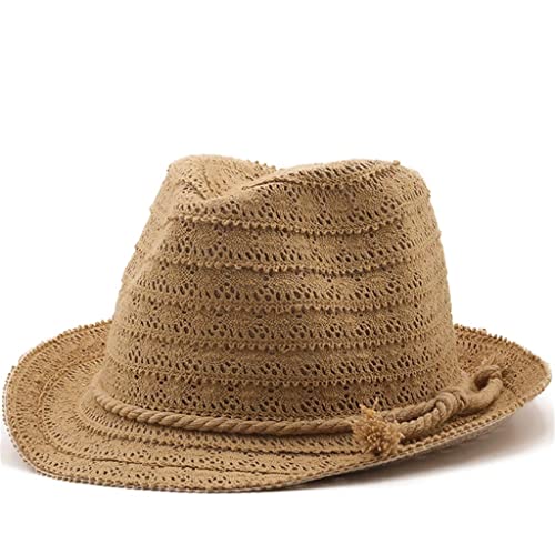 Chapeau de soleil en paille creuse ajourée pour femme et homme