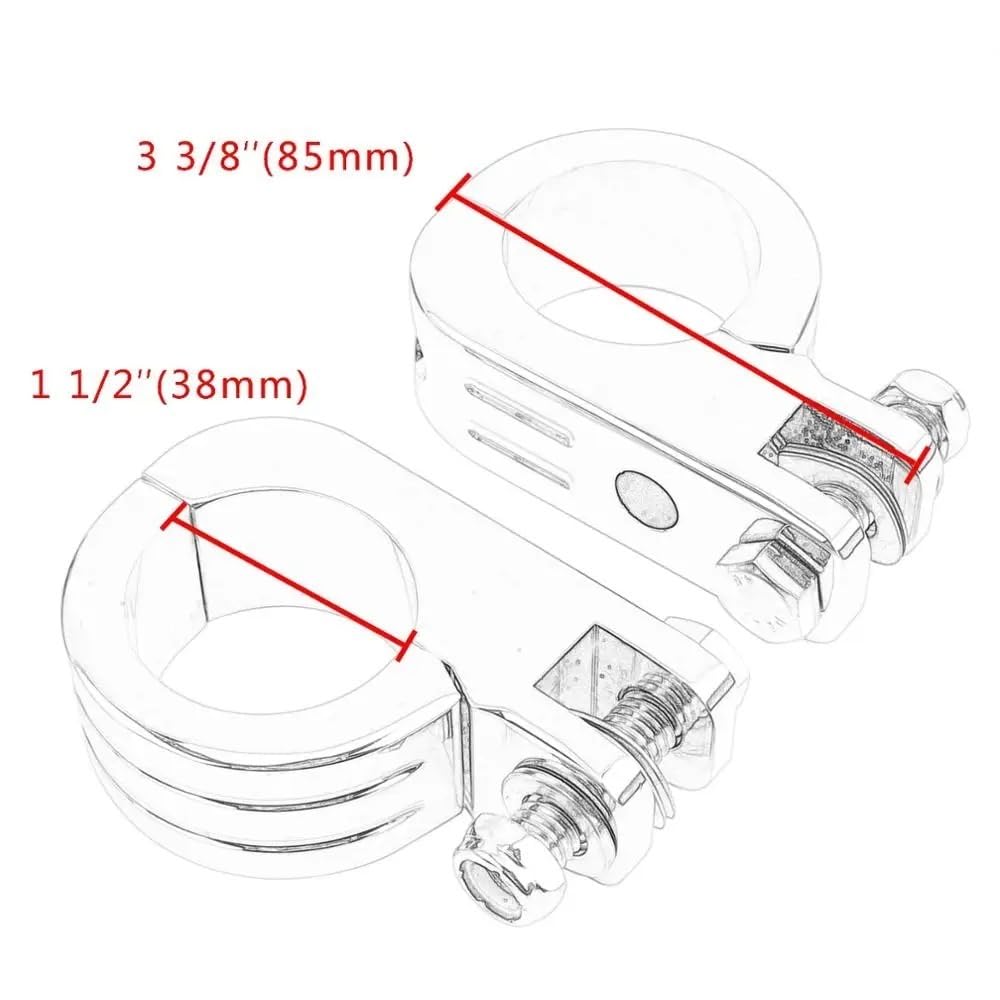 Repose Pieds Avant Repose-pieds 38mm avec pinces montage pour Chopper Bobber barre protection du moteur moto et autoroute