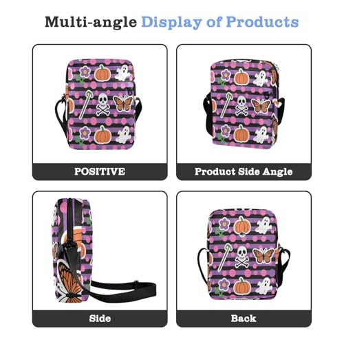 messenger bag for women Shoulder Bag Cross Body Purses Adjustable Strap for School School- Purple Peach Yk2 Halloween4