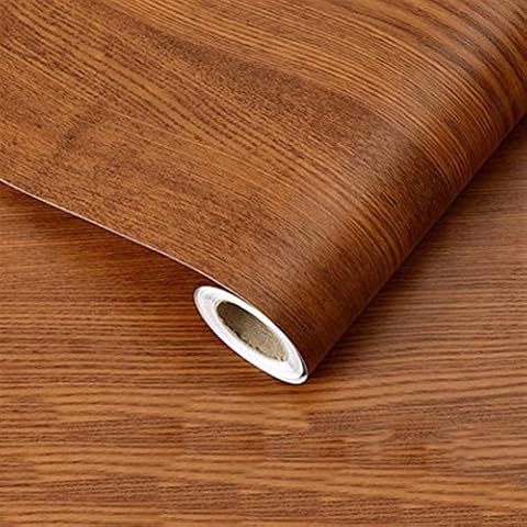 Wallpaper 10M Waterproof Wood Vinyl Wallpaper Roll Self Adhesive Contact Paper Doors Cabinet Desktop Modern Furniture Decorative Sticker wallpaper ( Color : Teak Wallpaper , Dimensions : 30cmx4m ) Cover
