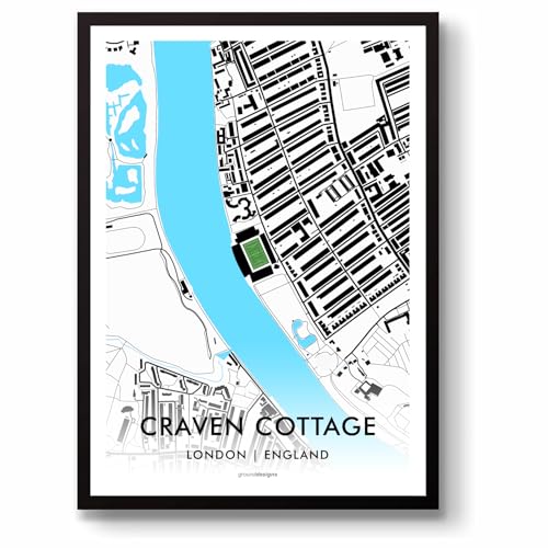 Mapa de fútbol Fulham FC A3, una lámina de alta calidad con diseño de estadio