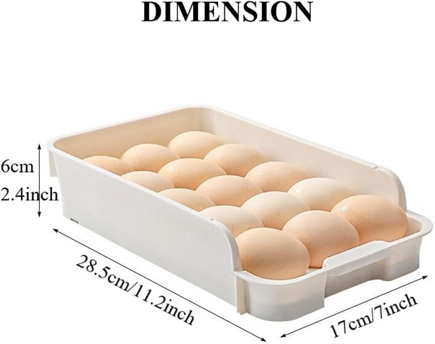 Egg Container for Refrigerator, 15 Grid Egg Holder for Refrigerator, Plastic Egg Containers Fridge Egg Tray Egg Drawer, Stackable Egg Container for Refrigerator