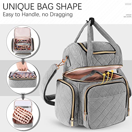 Nail Polish Organizer Holds 70 Bottles And A Nail Lamp, Nail Bag With 2 Removable Bags And Tools Organizer Sections, Nail Tech Organizers And Storage, Nail Travel Case For Nail Tech, Gift For Woman #TOP3