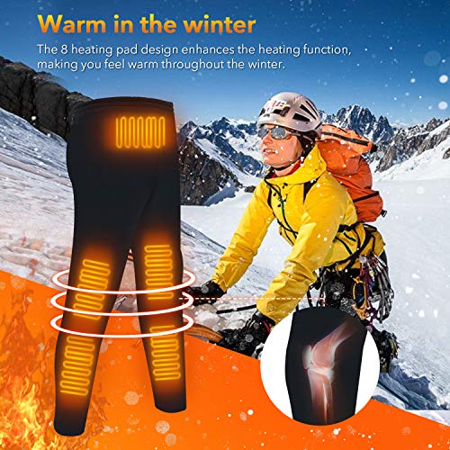 FERNIDA Heated Pants USB 5V Electric Heating Pants for Men Women Outdoor Winter Heating Trouser, 8 Heating Zone, Battery Not Included(Medium) Black