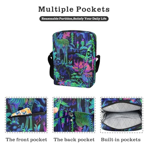 KLL Jungle Animal Addax Bright Neon Green Mint Green messenger bag crossbody Vegan Leather cross body bag men Casual Handbag For Travel2