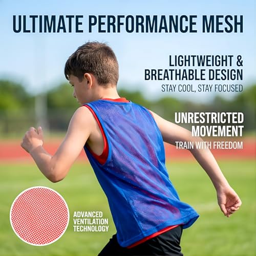 Image of RAINFLOW Soccer Pinnies Scrimmage Vests - Set of 12 Lightweight Mesh Pennies Practice Jerseys for Child /Youth Teams,Training